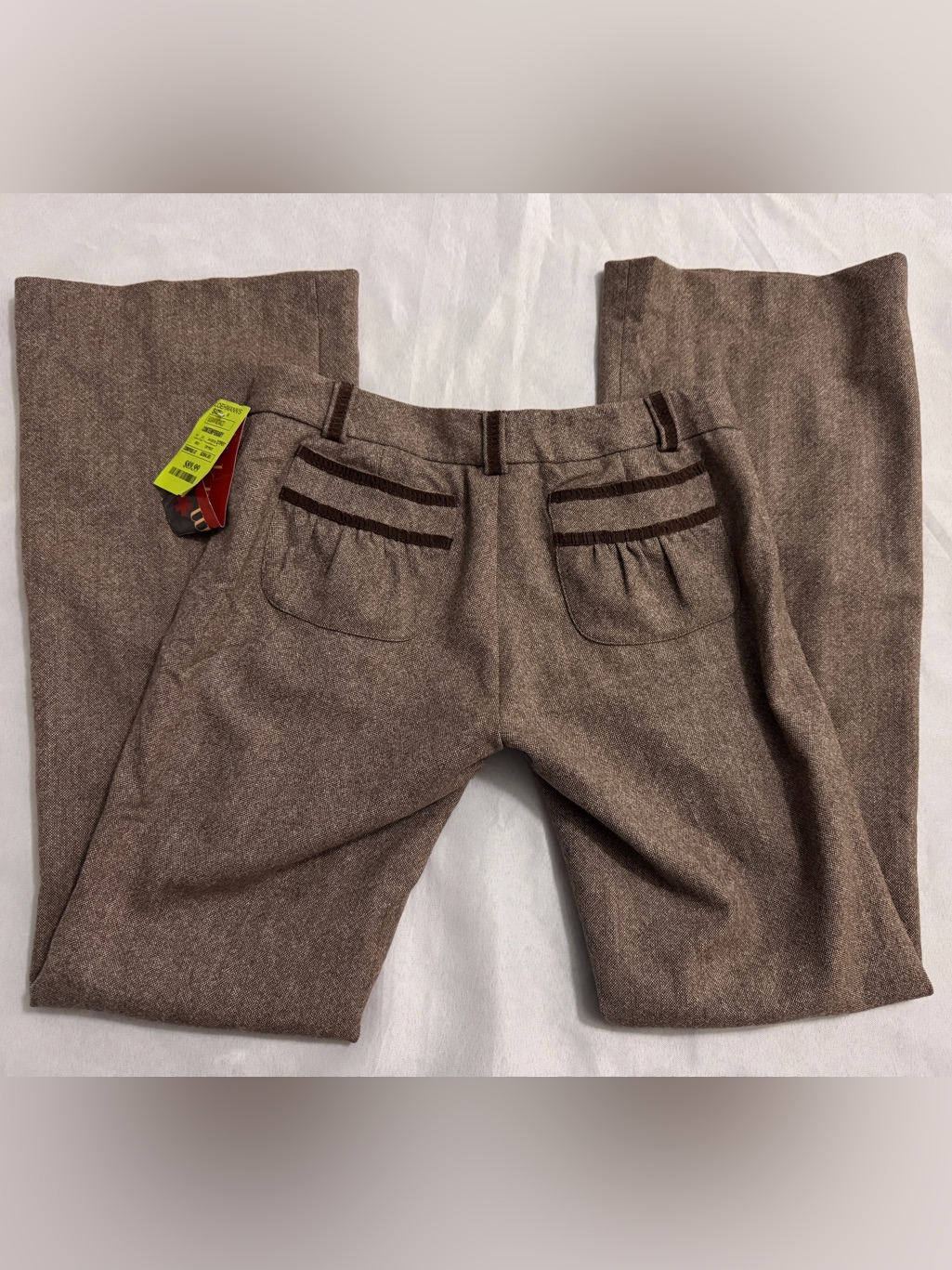 Nwt Susana Monaco Taupe Tweed Lambswool Low Rise Wide Leg Flare Pants